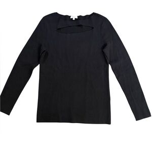 REISS Black Ponte Knit Cut-Out Long Sleeve Top Size L
